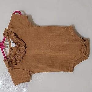 NICOLE MILLER NEW YORK Girl's Brown Ruffled Baby Bodysuit - Size‎ 6/9M